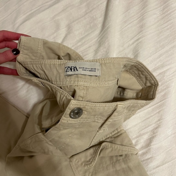 Zara Straight Cargo Pants in Tan - Picture 2 of 3